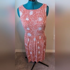 Loft XL dress coral with white flowers